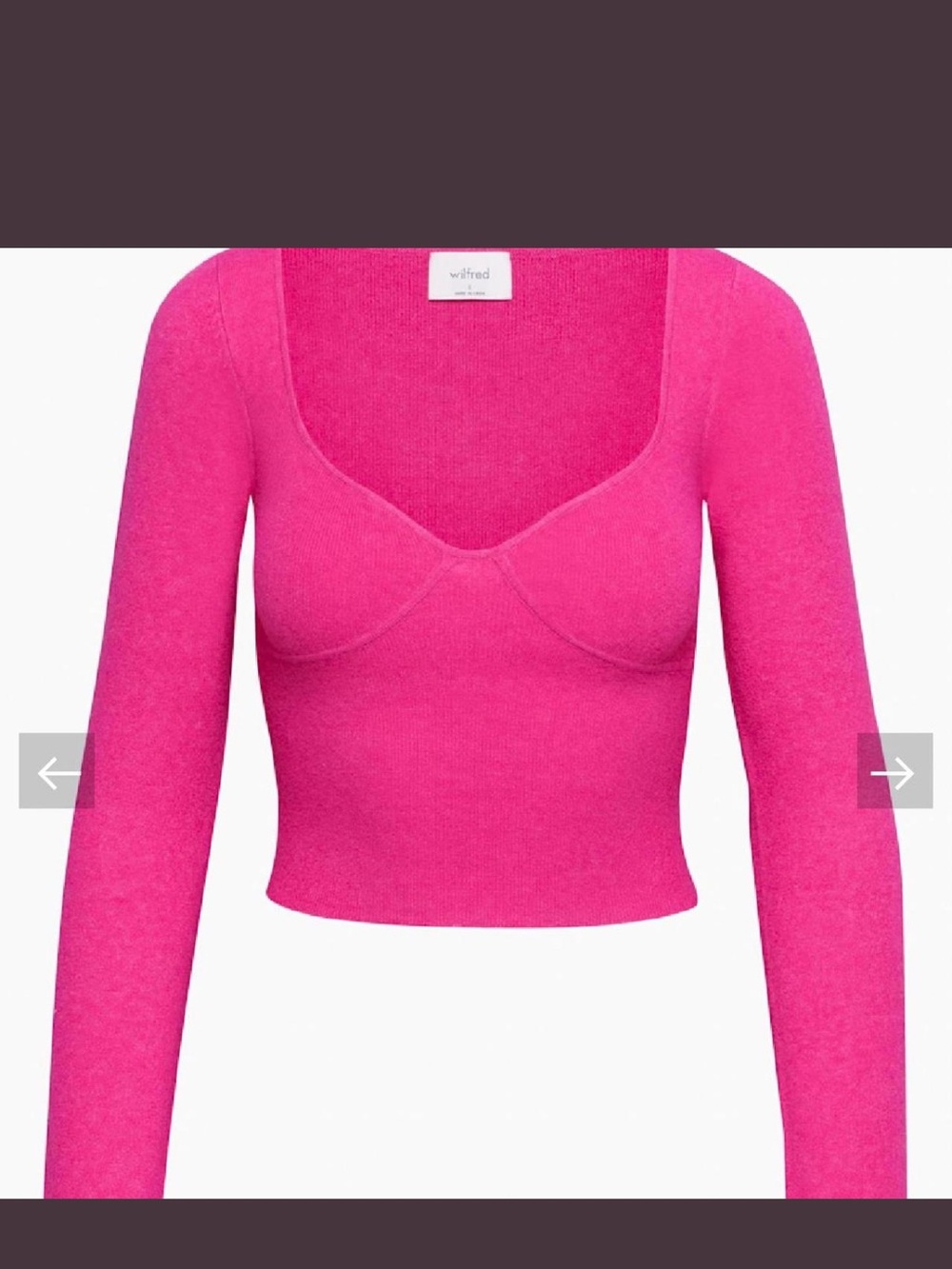 Aritzia Wilfred Hot Pink Long-Sleeve Crop Sweater
